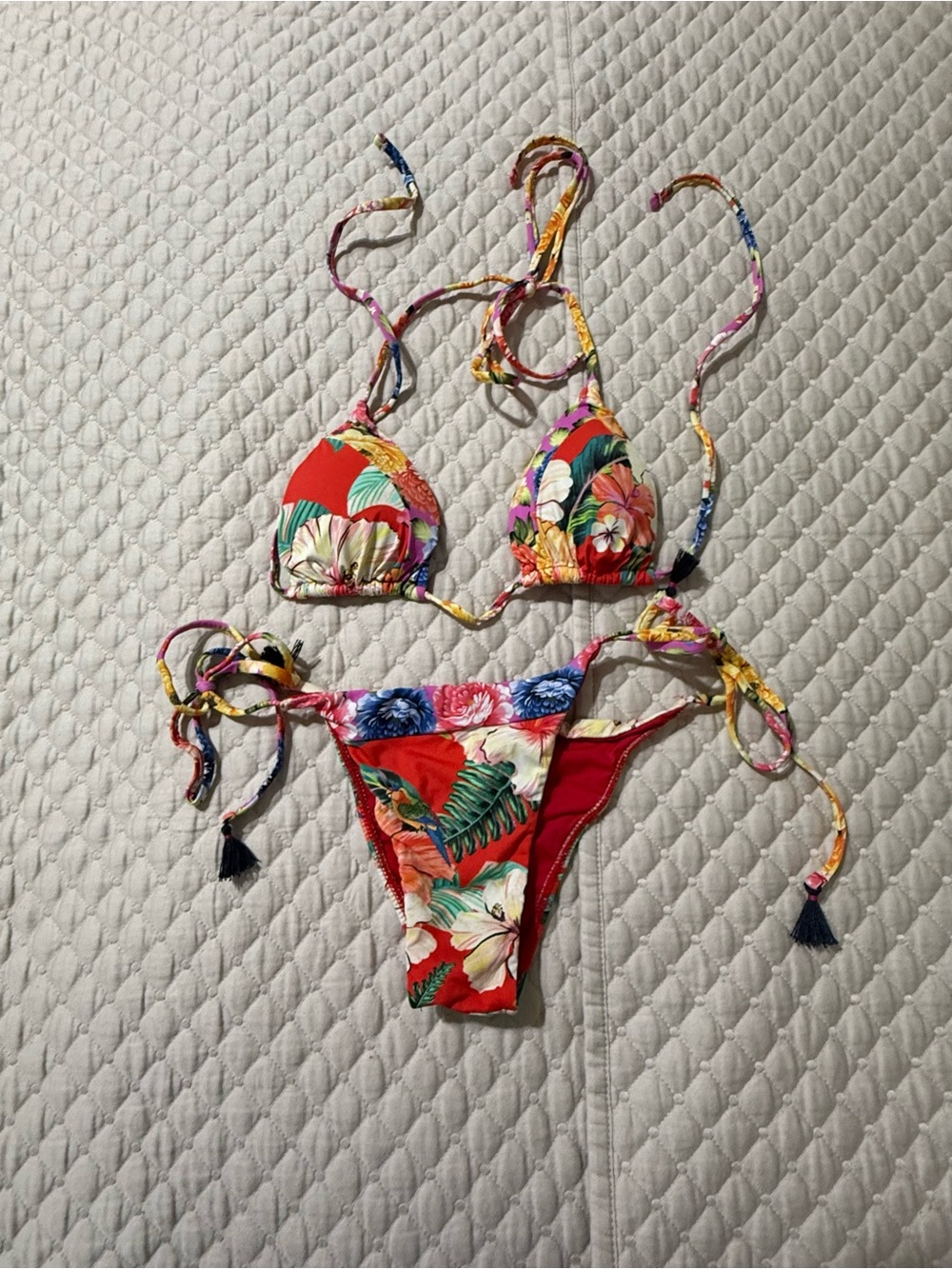 FARM Rio Red Floral Edge Bikini Bottom